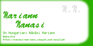 mariann nanasi business card
